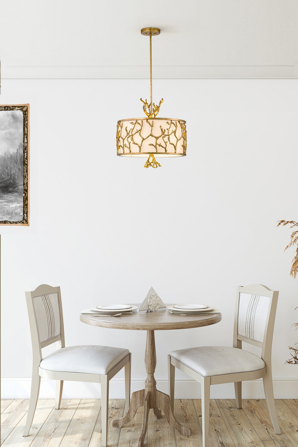 Lucas + McKearn Three Light Chandelier from the Coral collection in Gold finish