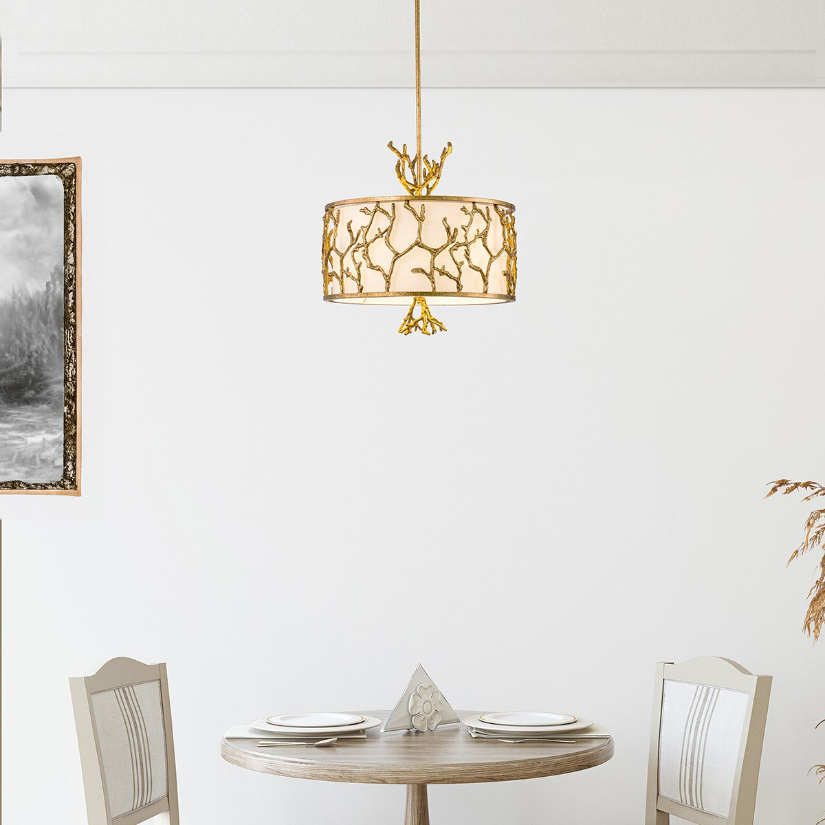 Lucas + McKearn Three Light Chandelier from the Coral collection in Gold finish