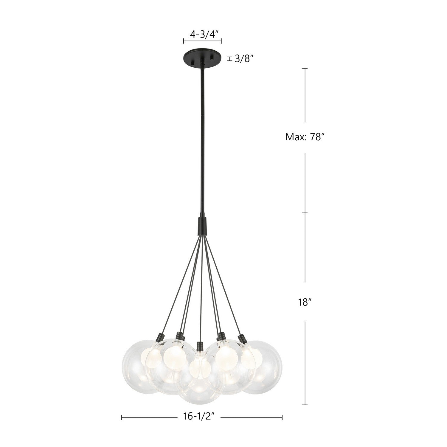 Kuzco Lighting LED Chandelier from the Bolla collection in Black finish