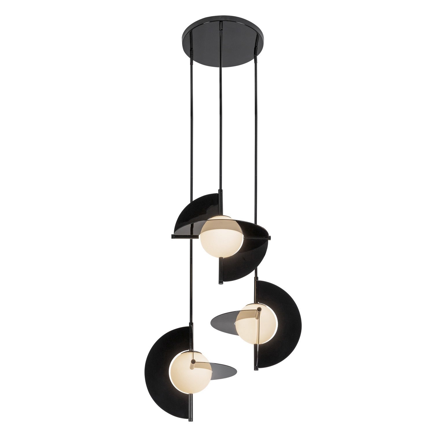 Kuzco Lighting LED Chandelier from the Scorpio collection in Glossy Black/Opal Glass finish