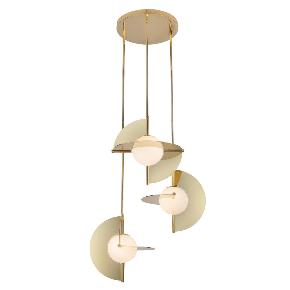 Kuzco Lighting LED Chandelier from the Scorpio collection in Metallic Brass/Opal Glass finish