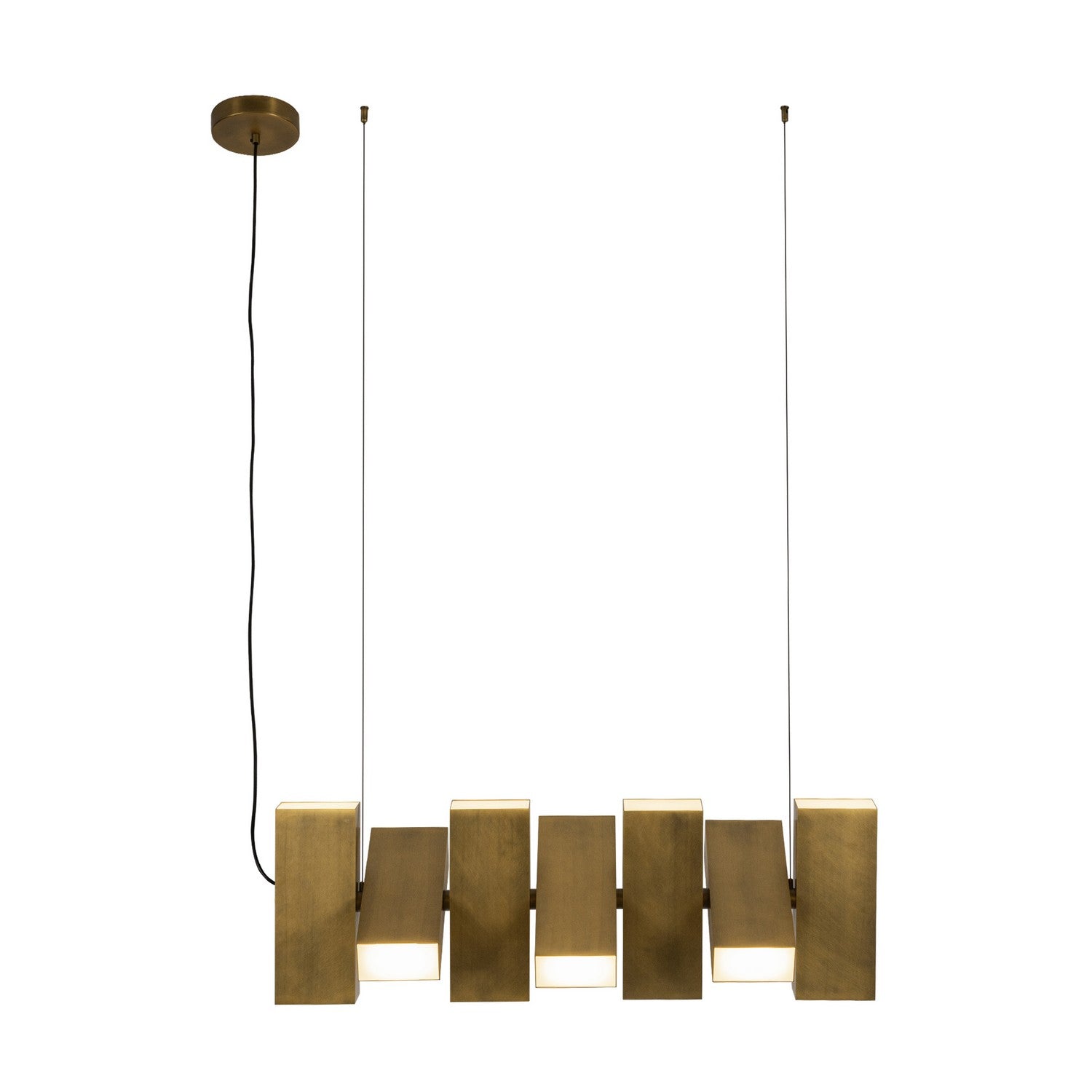 Kuzco Lighting LED Linear Pendant from the Domino collection in Vintage Brass finish