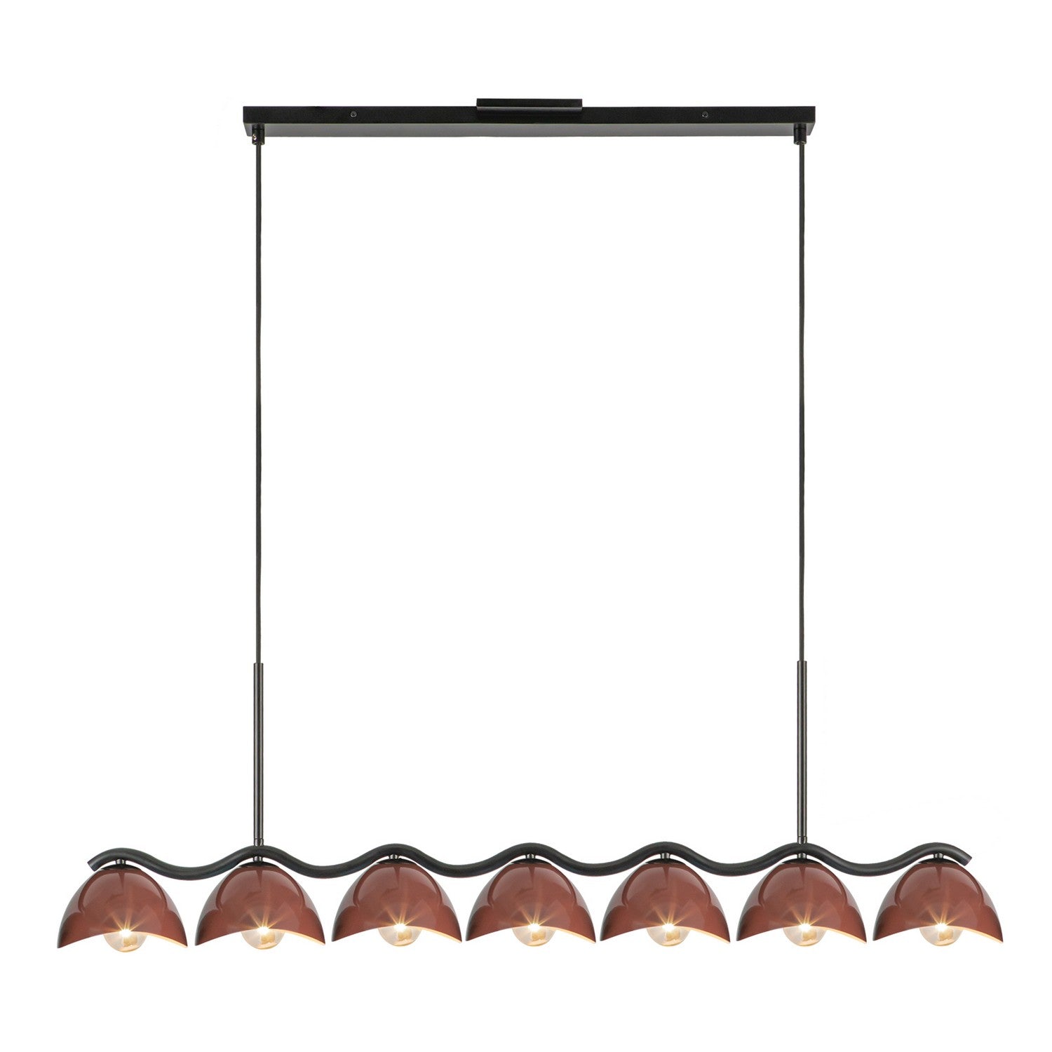 Kuzco Lighting Seven Light Linear Pendant from the Atlas collection in Black/Burgundy finish