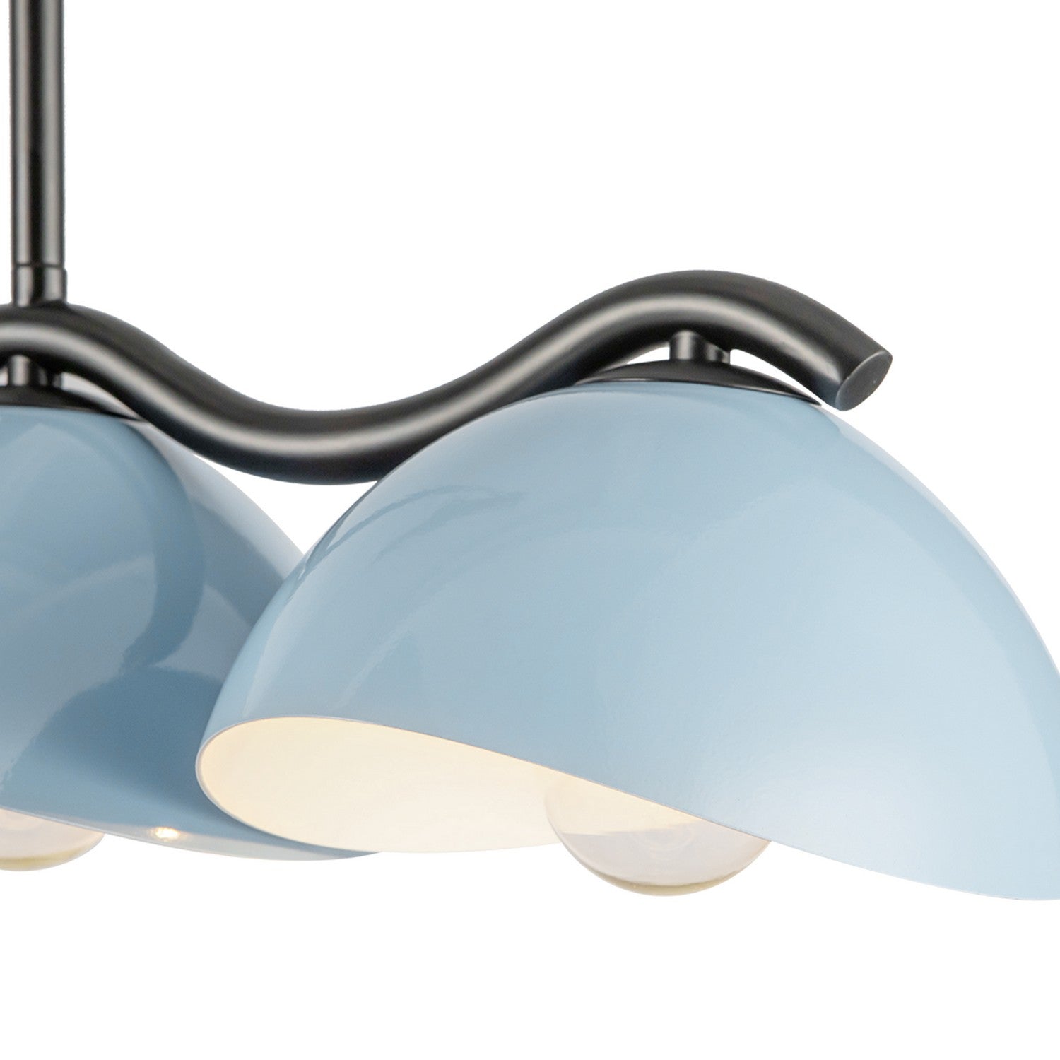 Kuzco Lighting Seven Light Linear Pendant from the Atlas collection in Black/Cerulean finish