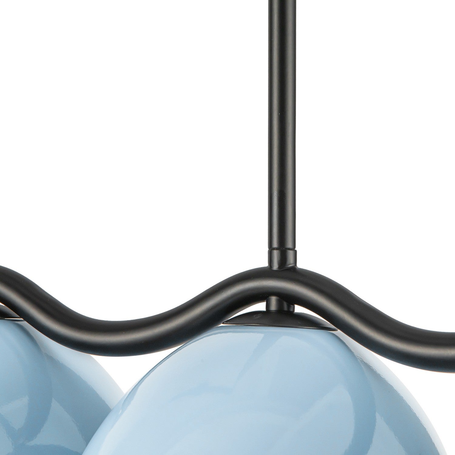 Kuzco Lighting Seven Light Linear Pendant from the Atlas collection in Black/Cerulean finish