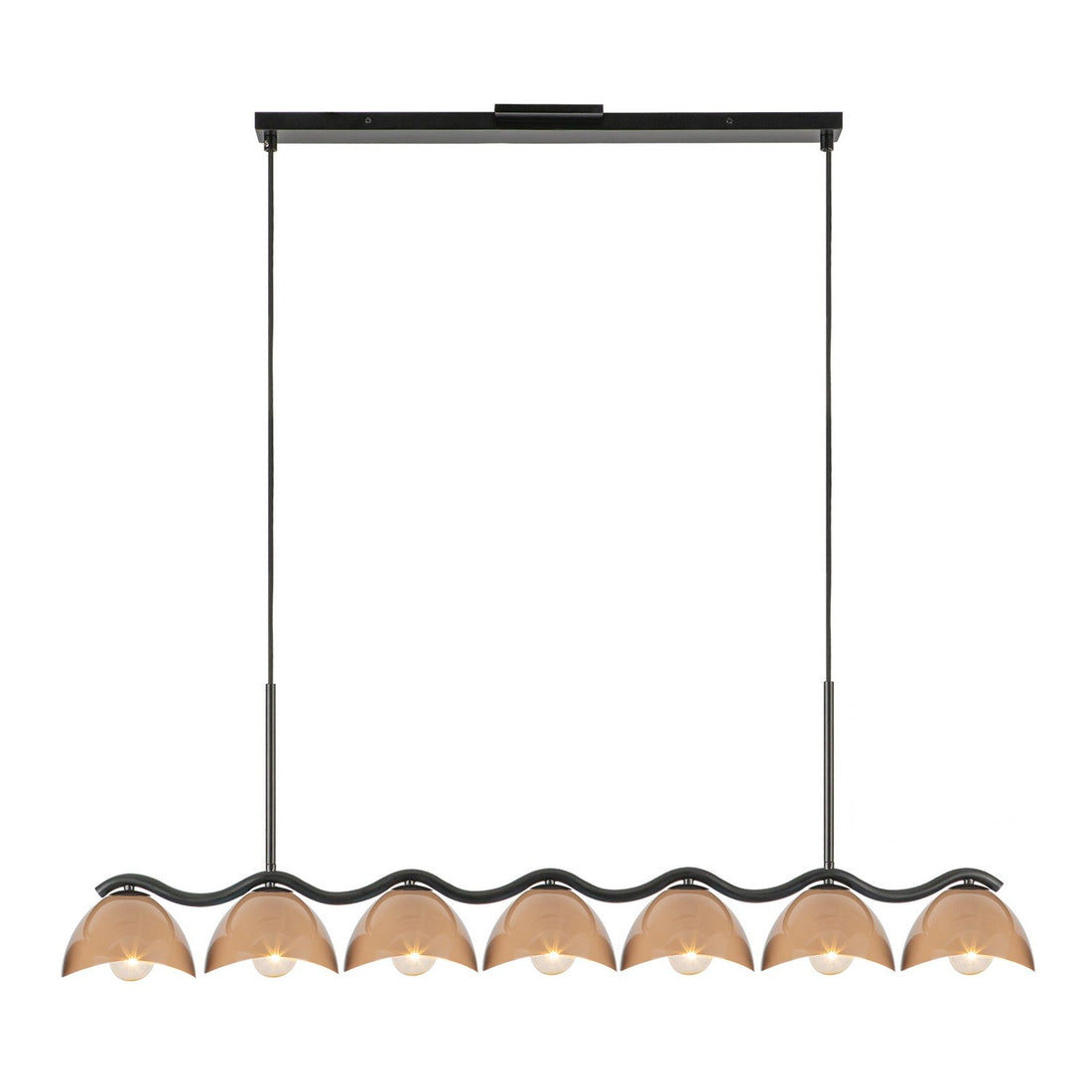 Kuzco Lighting Seven Light Linear Pendant from the Atlas collection in Black/Peach finish