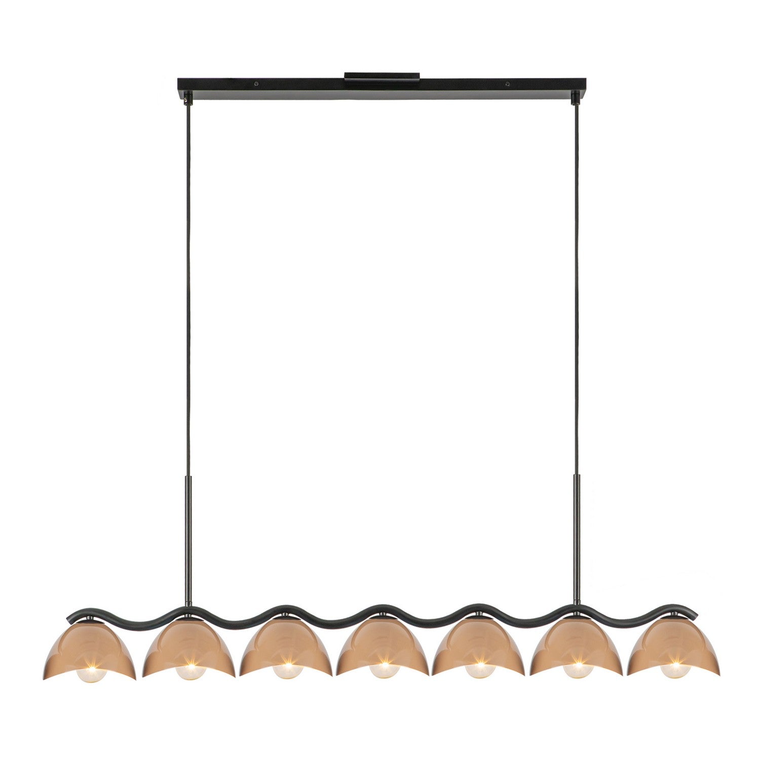 Kuzco Lighting Seven Light Linear Pendant from the Atlas collection in Black/Peach finish