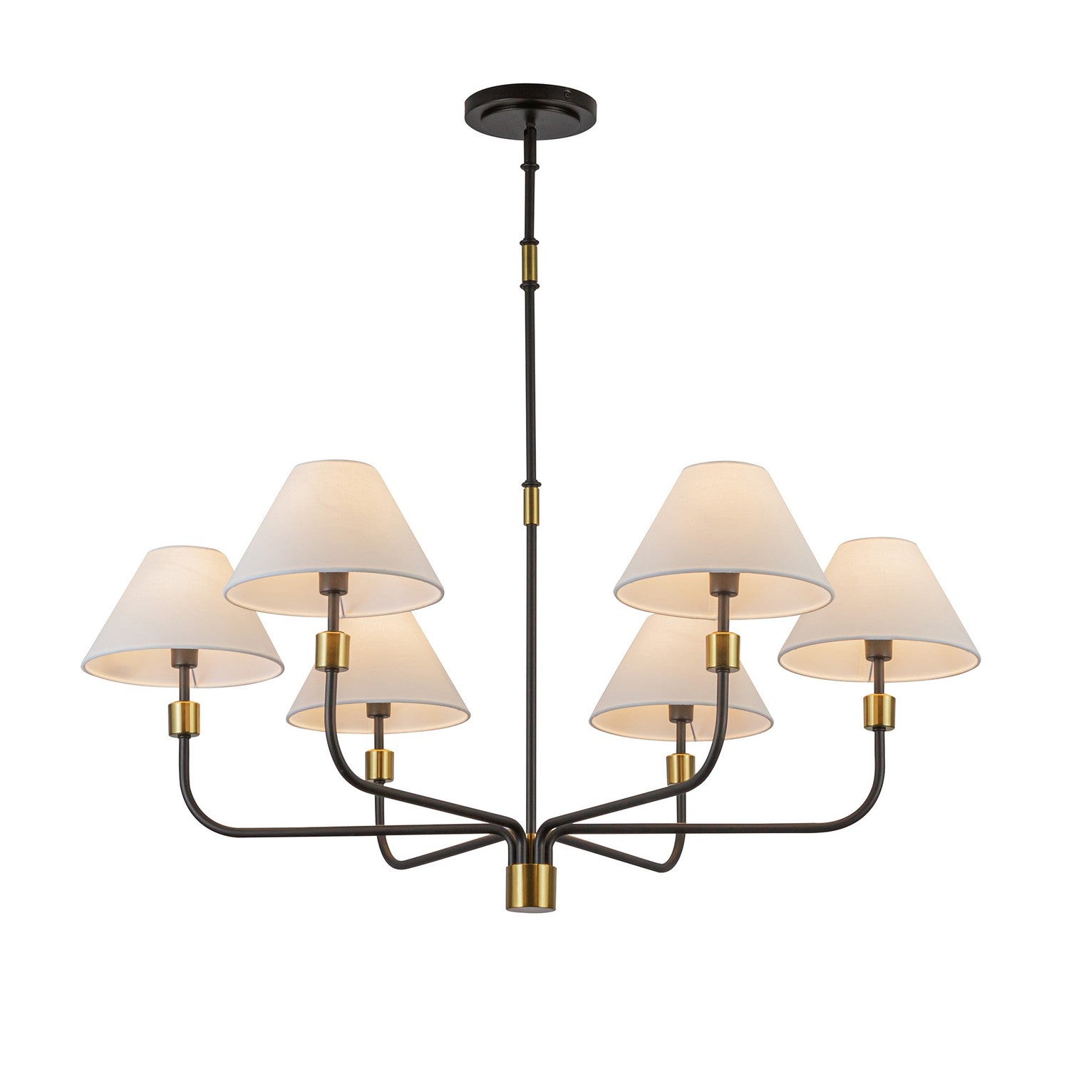 Artcraft Six Light Chandelier from the Providence collection in Black, Brushed Brass finish
