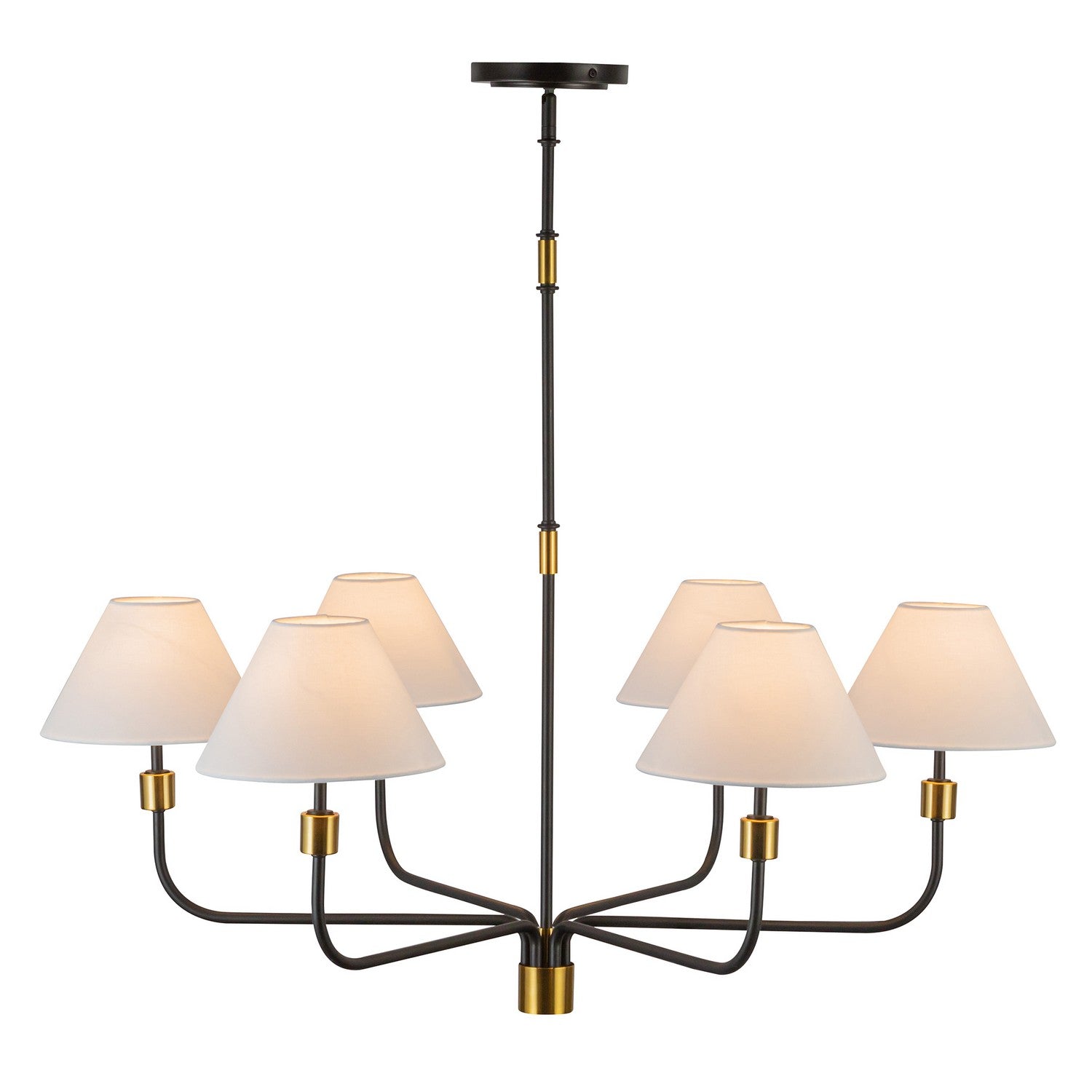 Artcraft Six Light Chandelier from the Providence collection in Black, Brushed Brass finish