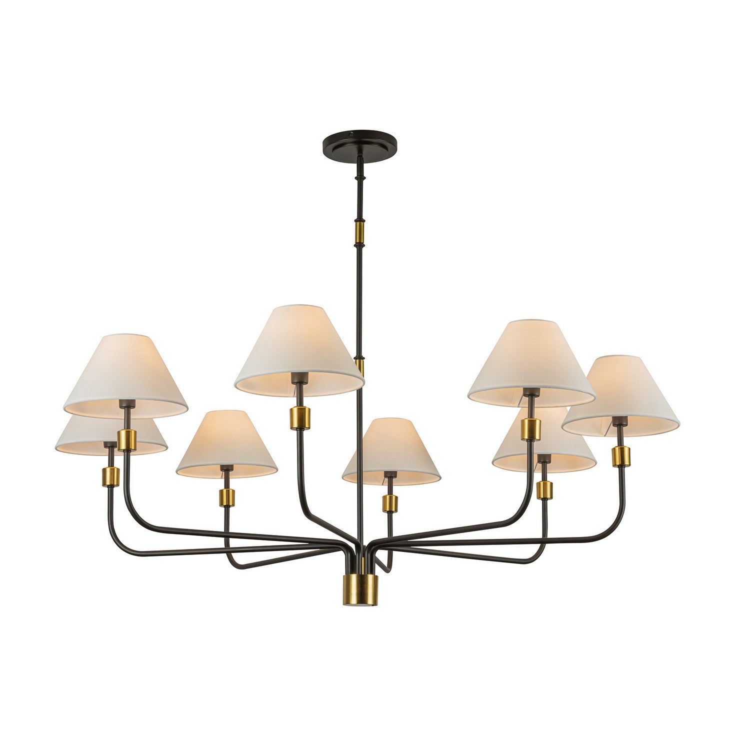 Artcraft Eight Light Chandelier from the Providence collection in Black, Brushed Brass finish