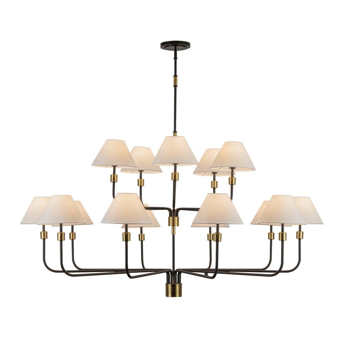 Artcraft 15 Light Chandelier from the Providence collection in Black, Brushed Brass finish