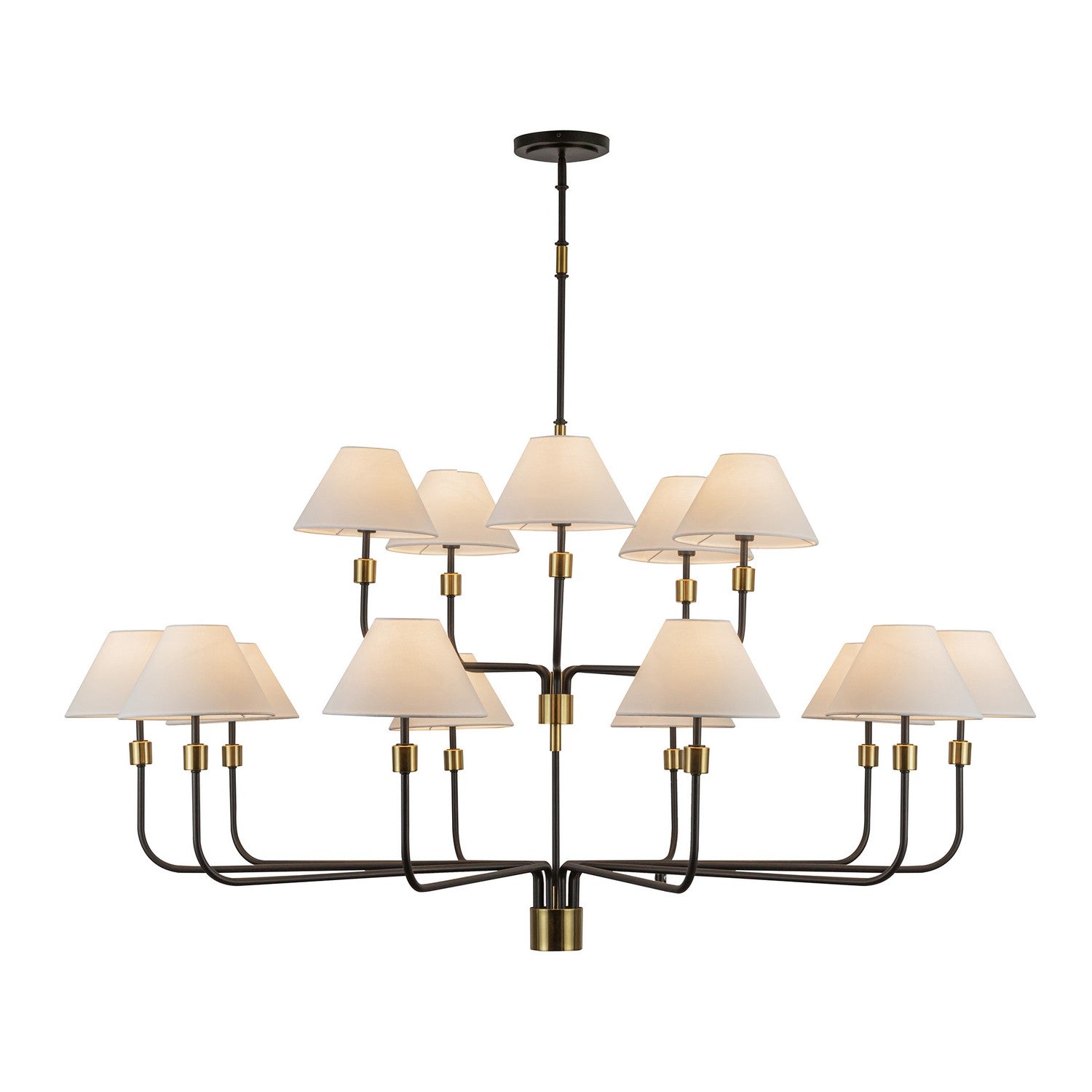 Artcraft 15 Light Chandelier from the Providence collection in Black, Brushed Brass finish