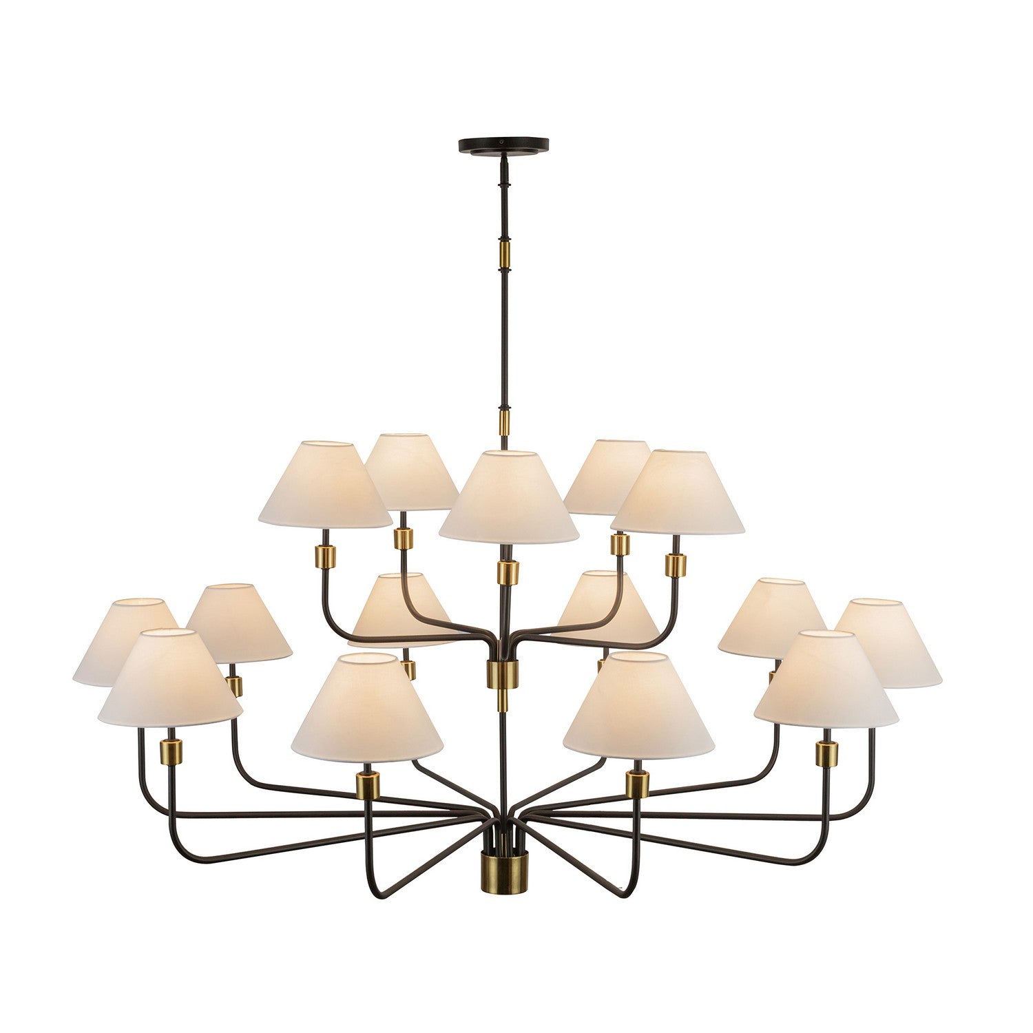 Artcraft 15 Light Chandelier from the Providence collection in Black, Brushed Brass finish
