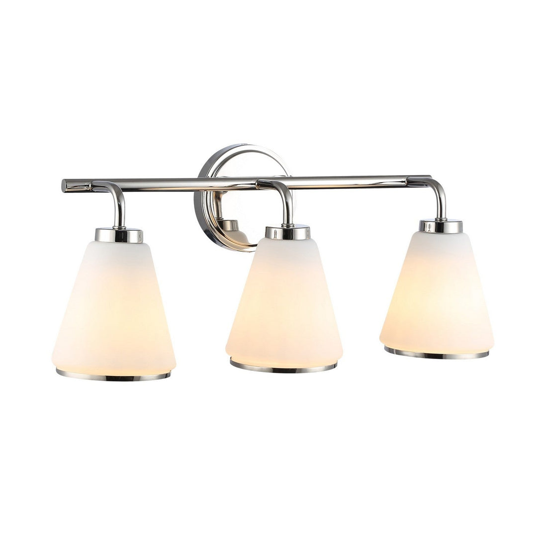 Artcraft Three Light Bathroom Vanity from the Zoey collection in Polished Nickel finish