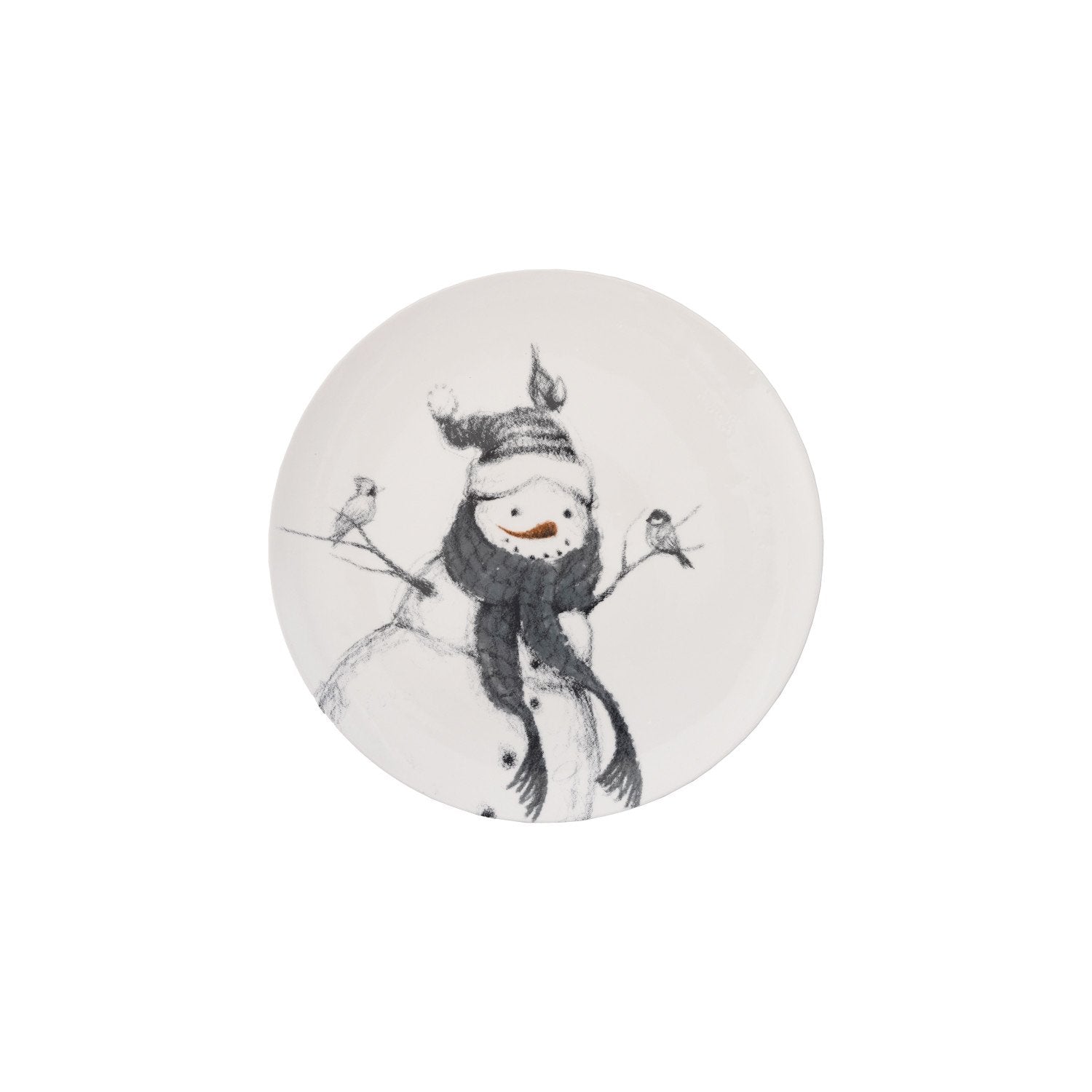 Design Shop Stoneware Serving Platter with Snowman & Birds Image