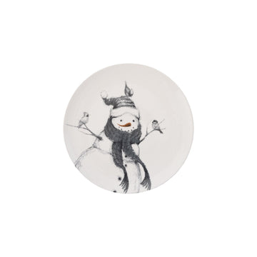 Design Shop Stoneware Serving Platter with Snowman & Birds Image