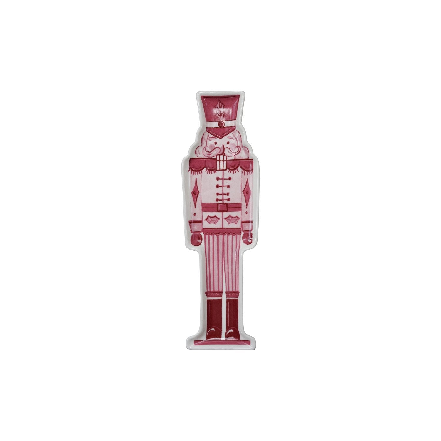Design Shop Stoneware Nutcracker Shaped Plate, Pink, Red & White