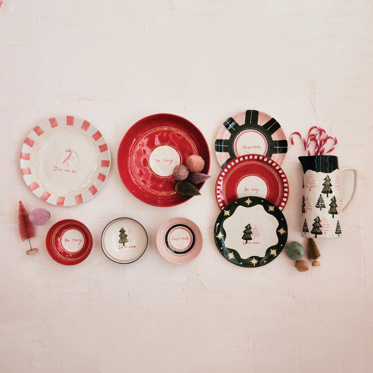 Design Shop Hand-Painted Stoneware Plate with Holiday Design, Set of 3